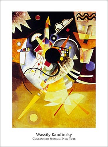 Wassily Kandinsky, One center (Klassische Moderne, Malerei, abstrakte Kunst, zentrum, Mitte, geometrische Formen, abstrakte Muster, Linien, Kreise, Dreiecke, Balken, Farbfelder, Wohnzimmer, Büro, Arztpraxis, bunt)