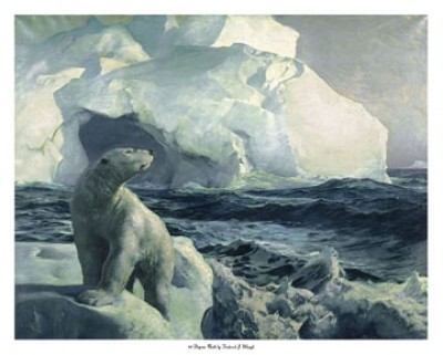 Frederick J. Waugh, 80 Degrees North (Schlafzimmer,Wohnzimmer,Meeresbrise,Natur,Tiere,blau,weiß,Eisbär,Eis,Eisberg,Ozean,Antarktis,Norden,Kälte,Nordpol)