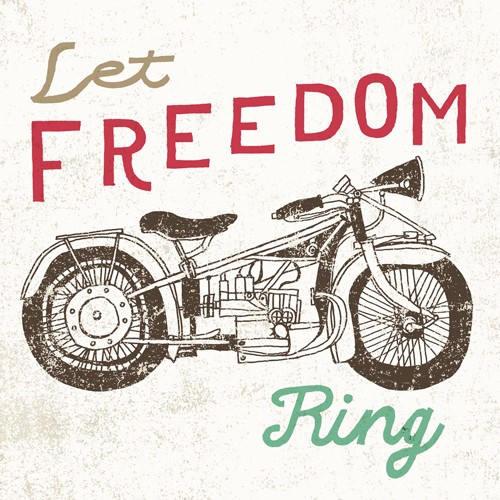 Oliver Towne, Road Trip Motorcycle (Grafik, Retro, 68er, Motorrad, historisch, Peace, Symbol, Freiheit, Wohnzimmer, Jugendzimmer, Wunschgröße, grau / rot)