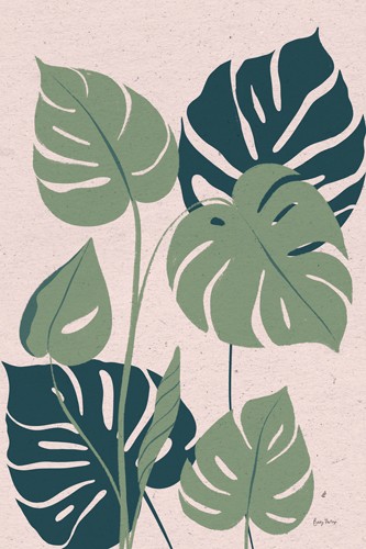 Becky Thorns, Balance VI (Pflanze, Blätter, Monstera, Silhouette, diffus, zart, Grafik, Wunschgröße, Treppenhaus)
