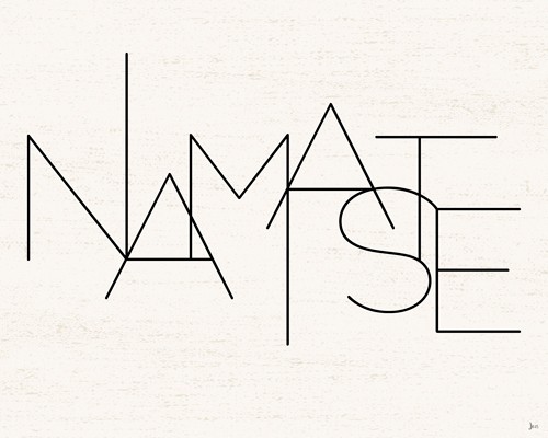 Jess Aiken, Calm II (Grußformel. egrüßung, indisch, Namaste, Inspiration, Motivation, Typografie, Buchstaben, Grafik, Wunschgröße, Treppenhaus, schwarz/weiß)