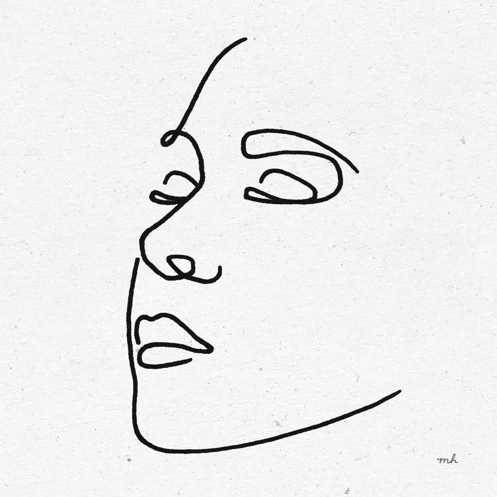 Moira Hershey, Island Breeze II (Gesicht, Frau, Linie, reduziert, modern, Wunschgröße, Grafik, Schlafzimmer, Treppenhaus, Wohnzimmer, schwarz/weiß)