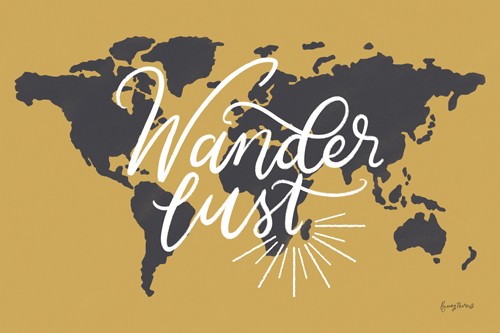 Becky Thorns, Mapped Out IV (Motto, Weltkarte, Landkarte,Typologie, Inspiration, Motivation, Abenteuer, Aufbruch,  Wunschgröße, Treppenhaus, braun/gold)