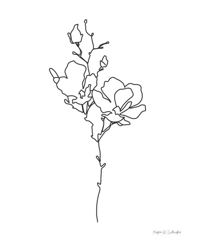 Megan Gallagher, Potted Beauty III (Blume, Blüte, Zweig, stilisiert, reduziert, linear, Silhouette, Grafik, modern, Wunschgröße, Wohnzimmer, Treppenhaus, schwarz/weiß)