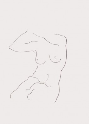 Werner Maier, Akt 7 (Akt, Zeichnung, Erotik, sitzende Frau, Studie, Skizze, People & Eros, nackt, Schlafzimmer, Wunschgröße, schwarz/weiß)