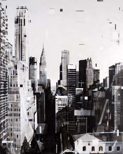 Wessel Huismann, The time in distance I (Wunschgröße, Photokunst, Fotokunst, Modern, Städte, Architektur, Panorama, Ausblick, Hochhäuser, schwarz/weiß, Gebäude)