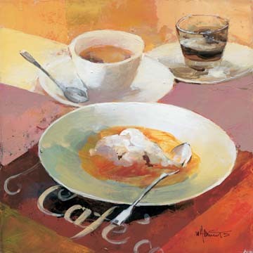 Willem           Haenraets       , Coffee time II (Wunschgröße, Malerei, Stillleben, Tasse, Kaffeetasse, Kaffee, Espresso, Küche, Süßspeise, Gastronomie, Bistro, Esszimmer, bunt)