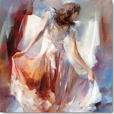 Willem Haenraets, Summerdress II (Mädchen, junge Frau, Mode, Sommerkleid, romantisch, verspielt, Jugendzimmer, Treppenhaus, Wunschgröße, Malerei, bunt)