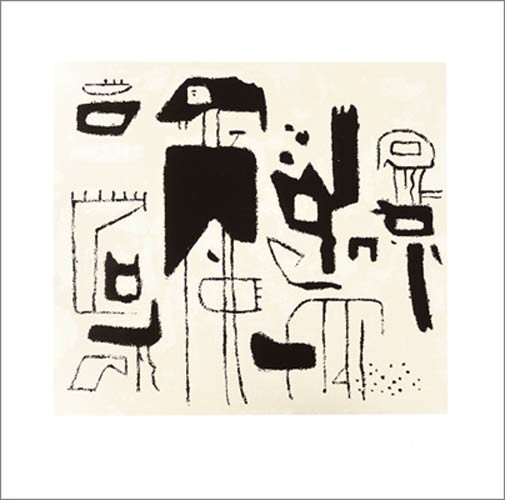 Willi Baumeister, Afrikanische Spiele, 1942 (Büttenpapier) (abstrakte Kunst, abstrakte Formen, Muster, amorphe Formen, gegenstandlose Malerei, Wohnzimmer, Büro, Malerei, Klassische Moderne, schwarz/weiß)