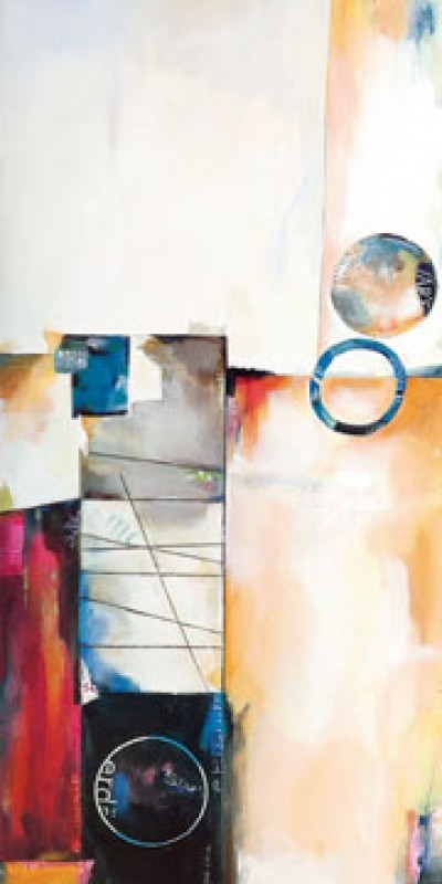 Regina Wiede, Symbiose II (Abstrakte Malerei, Abstrakt, modern, geometrische Muster, Wohnzimmer, Büro, Farbfelder, Linien)