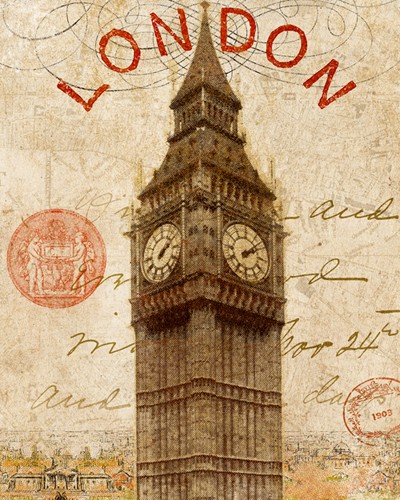 Wild Apple Portfolio, Letter from London (Fotokunst, Nostalgie, Städte, Postkarte,  Arztpraxis, Wohnzimmer, Treppenhaus, beige / braun / rot)