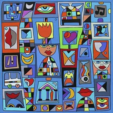 Wlad Safronow, Holiday (Pop/Op Art, Comic, Raster, Vielfalt, leuchtend, Wimmelbild, Wohnzimmer, Jugendzimmer, Grafik, Wunschgröße, bunt)