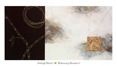 Arleigh Wood, Balancing Bamboo I (Abstrakt, abstrakte Malerei, Bambus, Zeichnung, Farbfelder, modern, Wohnzimmer, Treppenhaus, Büro, grau/weiß/schwarz)