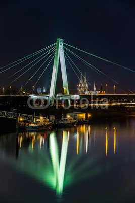 xurzon, SeverinsbrÃ¼cke (brÃ¼cke, cologne, hafen, rhein, stadt, nacht, wasser, verkehr, schiff, passagierschiff, boot, besinnung, licht, ufer, stad)