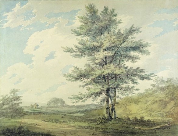 Joseph Mallord William Turner, Landscape with Trees and Figures, c.1796 (w/c over graphite on paper)