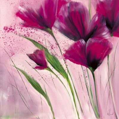 Isabelle Zacher-Finet, Le jour en rose II (Blüten, Blumen,  Modern, dekorativ, abstrahiert, zeitgenössisch, Wohnzimmer Treppenhaus,  pink)
