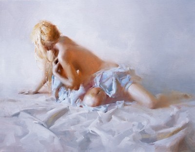 Zhaoming Wu, Grey Mood (Akt, Aktmalerei, Nackt, Frau, Figurativ, Modern, Wunschgröße, Zeitgenössisch, People & Eros,  Erotik, Schlafzimmer, Wohnzimmer)