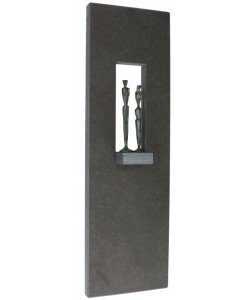 Jörg Schröder, Schieferrelief mit Bronzefiguren Royal Couple, 55 x 17cm
