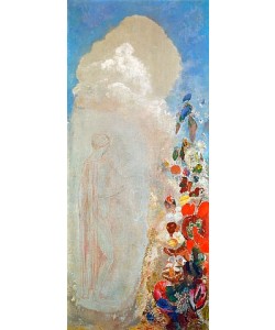 Odilon Redon, Frauengestalt und Blumen.