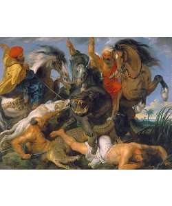 Peter Paul Rubens, Jagd auf Nilpferd und Krokodil. Um 1615
