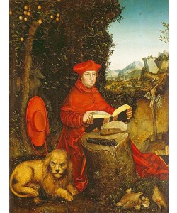 LUCAS CRANACH Der Ältere, Der hl. Hieronymus, lesend in der Landschaft.