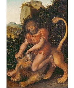 LUCAS CRANACH Der Ältere, Samson, den Löwen bezwingend.