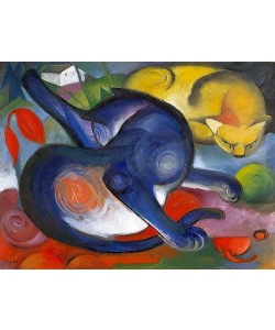 Franz Marc, Zwei Katzen, blau und gelb.