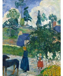 Paul Gauguin, Entre les Lys. Bretonische Landschaft mit Hund und Kindern. 1889.