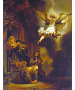 Rembrandt van Rijn, Der Erzengel Raphael verlässt die Familie des Tobias. 1637
