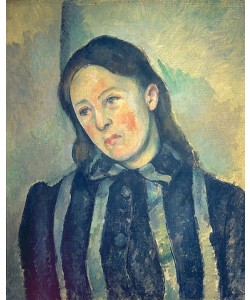 Paul Cézanne, Madame Cézanne in gestreifter Bluse.