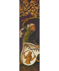 Albrecht Dürer, Bildnistriptychon Oswolt Krel. (Rechter Flügel: Wilder Mann mit Wappen der Agathe von Esendorf). 1499