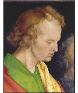 Albrecht Dürer, Die vier Apostel. Detail aus der linken Tafel: Kopf des Evangelisten Johannes.