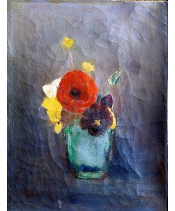 Odilon Redon, Blumenstrauss mit Mohnblumen in einer grünen Vase.