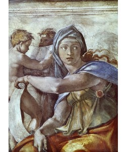MICHELANGELO BUONARROTI, Deckengemälde der Sixtinischen Kapelle: Die Delphische Sybille.