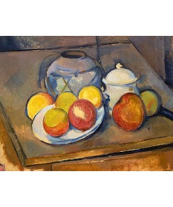 Paul Cézanne, Blumenvase, Äpfel und Zuckerdose.