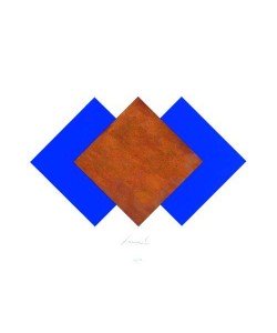 Freund Jürgen Quadrate Rost & Blau (Collage, handsigniert)