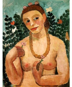 Paula Modersohn-Becker, Selbstbildnis 1906, Halbakt mit Bernsteinkette.