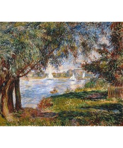 Pierre-Auguste Renoir, Blick durch Bäume auf Segelboote in Bougival. 1888
