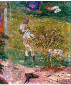 Paul Gauguin, Jugendlicher Ziegenhirte auf Tahiti. (Detail aus Conversation Tropiques). 1887.