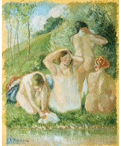 Camille Pissarro, Gruppe von Badenden.