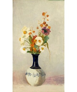 Odilon Redon, Blumen in schwarz-weisser Keramikvase.