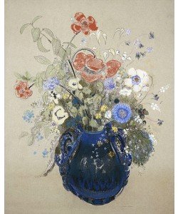 Odilon Redon, Blumenstrauss in blauem Krug. Um 1905-08