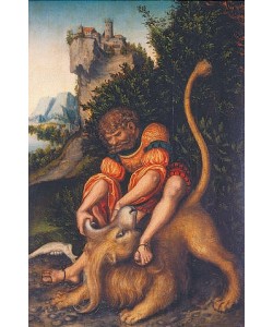 LUCAS CRANACH Der Ältere, Simson, mit dem Löwen kämpfend. Um 1520-1525