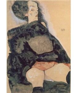 Egon Schiele, Dame in schwarz. 1911.