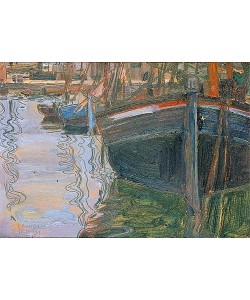 Egon Schiele, Boote, sich im Wasser spiegelnd. 1908
