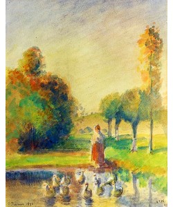 Camille Pissarro, Junge Frau am Ufer eines Weihers (Gardeuse d'oies). 1890