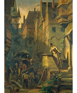 Carl Spitzweg, Ankunft des Postwagens.