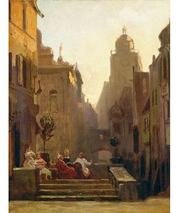 Carl Spitzweg, Plauderstündchen bei der Storchen-Apotheke. Nach 1875