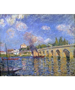Alfred Sisley, Flussdampfer und Brücke. 1871