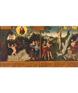 LUCAS CRANACH Der Ältere, Sündenfall und Vergebung (Allegorie von Gesetz und Gnade).